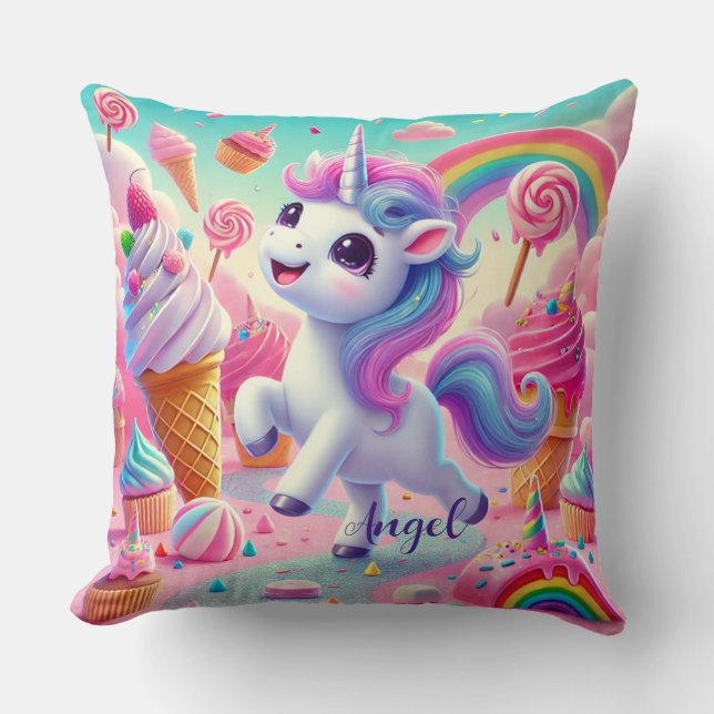 Magical Unicorn, Cupcakes, & Rainbow Kissen (Vorderseite)