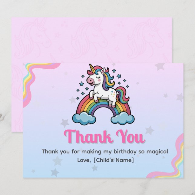 Magical Unicorn Danke-Karte Dankeskarte (Vorne/Hinten)