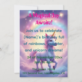 Magical Unicorn Dream Birthday Invitation Einladung