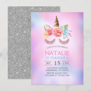 Magical Unicorn Dreamy Pink Blue Ombre Geburtstag Einladung