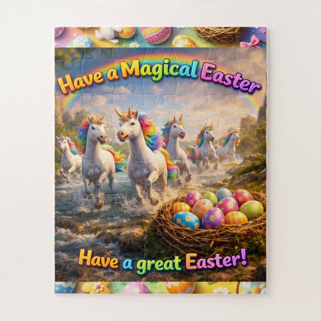 Magical unicorn Easter jigsaw puzzle rainbow fan t (Vertikal)