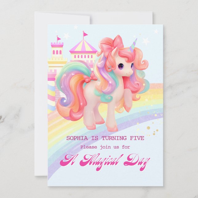 Magical Unicorn Einladung zum Geburtstag (Vorderseite)