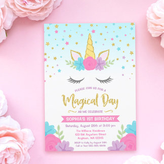 Magical Unicorn Einladung zum Geburtstag