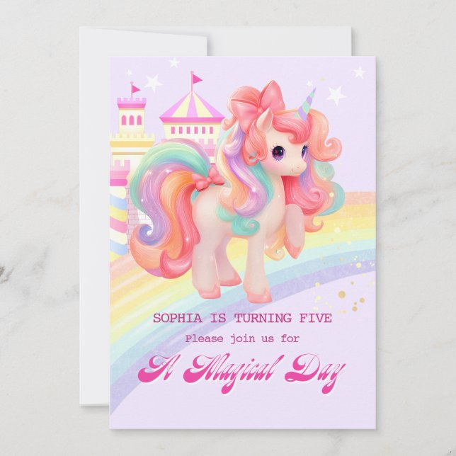 Magical Unicorn Einladung zum Geburtstag (Vorderseite)