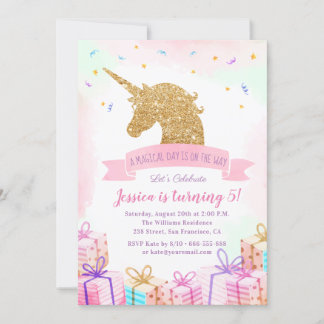 Magical Unicorn Einladung zum Geburtstag | Rosa Go