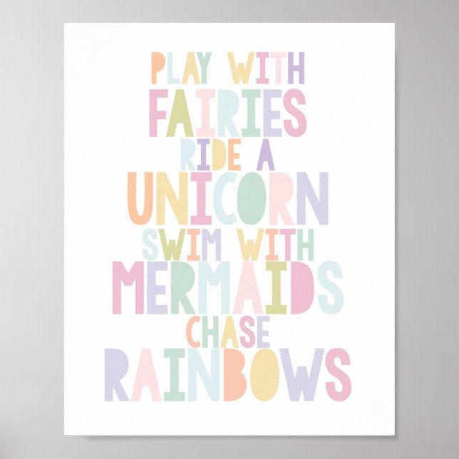 MAGICAL UNICORN, FAIRIEN, MERMAIDS, RAINBOWS DRUCK POSTER (Vorne)