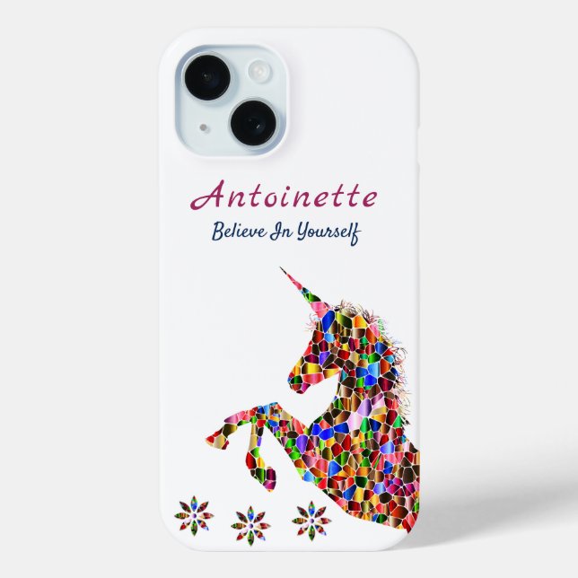 Magical Unicorn Fantasy Girl Glitzer Personalisier Case-Mate iPhone Hülle (Rückseite)