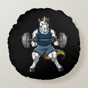 Magical Unicorn Fitness Gym Workout Bodybuilder Rundes Kissen