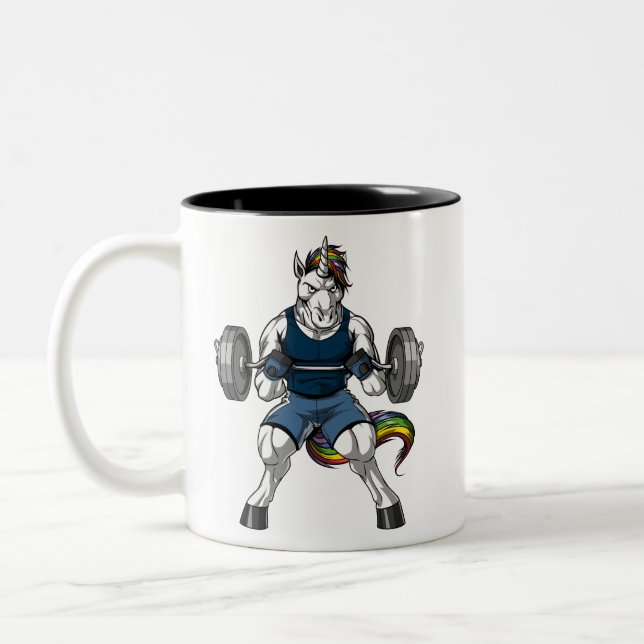 Magical Unicorn Fitness Gym Workout Bodybuilder Zweifarbige Tasse (Links)