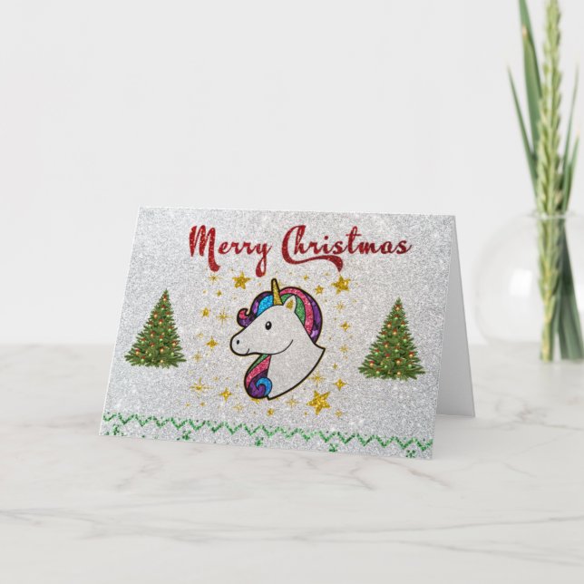 Magical Unicorn Frohe Weihnachten Glitzer Fantasie (Vorderseite)
