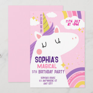 Magical Unicorn Geburtstag Einladung Regenbogen