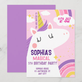 Magical Unicorn Geburtstag Einladung Regenbogen
