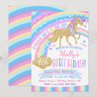 Magical Unicorn Geburtstag Einladung Regenbogen ei