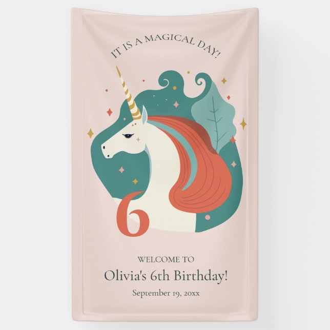 Magical Unicorn Geburtstag Willkommen Banner (Vertikal)