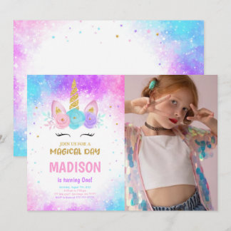 Magical Unicorn Geburtstags-Foto Einladung