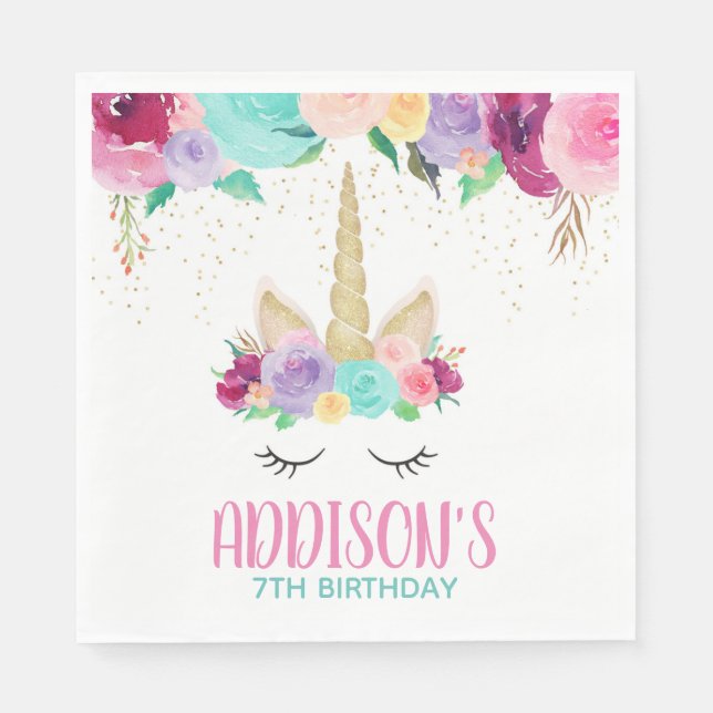 Magical Unicorn Geburtstagsparty Babydusche Napkin Serviette (Vorderseite)
