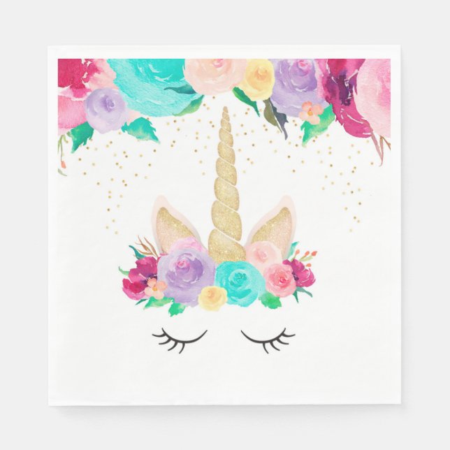 Magical Unicorn Geburtstagsparty Babydusche Napkin Serviette (Vorderseite)