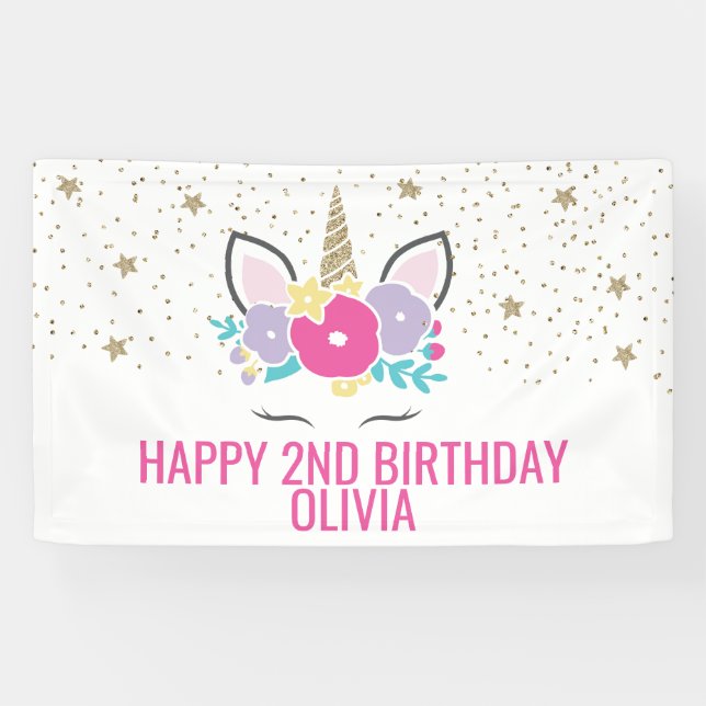 Magical Unicorn Geburtstagsparty Banner (Horizontal)