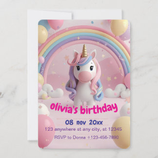 Magical Unicorn Geburtstagsparty Einladung | Birth
