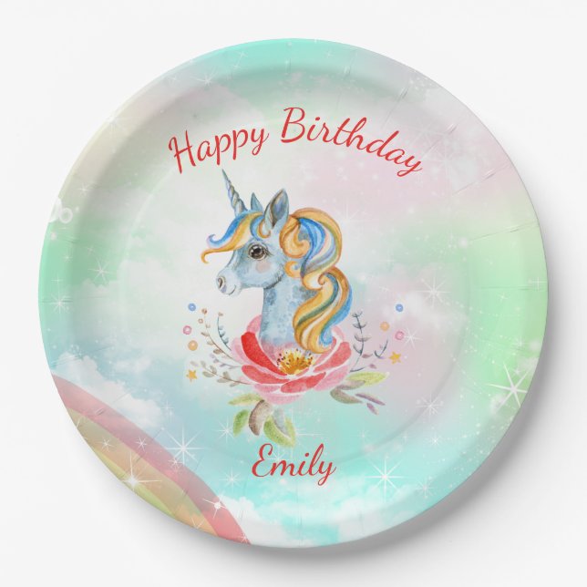 Magical Unicorn Geburtstagsparty Paper Plate Pappteller (Vorderseite)