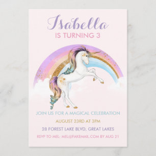Magical Unicorn Girls Einladung zum Geburtstag