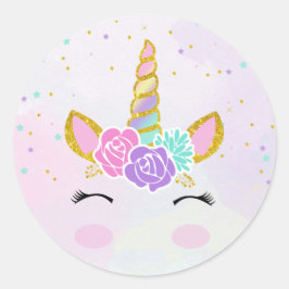Magical Unicorn Glitzer Runder Aufkleber