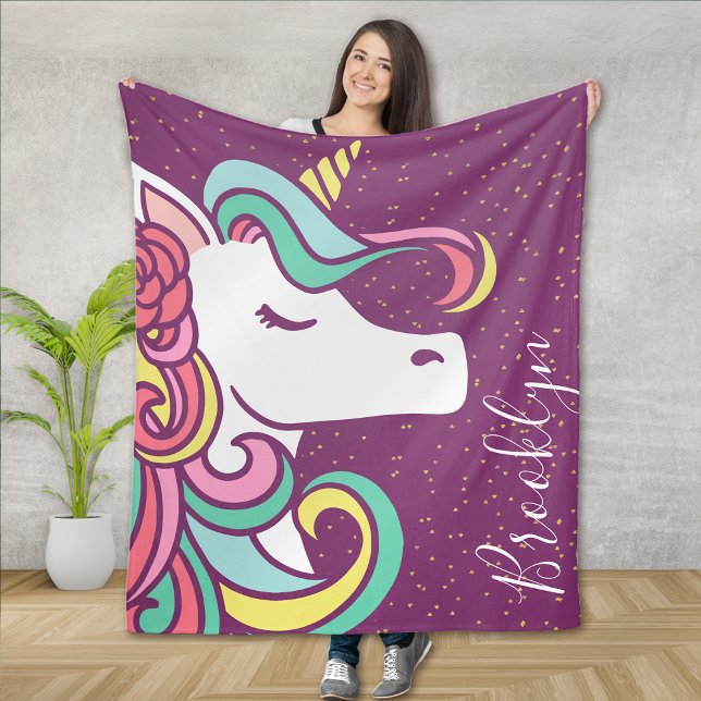 Magical Unicorn Gold Glitzer Girly Fleecedecke (Von Creator hochgeladen)