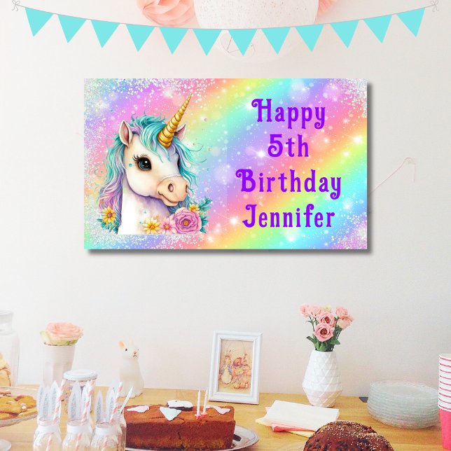 Magical Unicorn Happy Birthday Glitzern Banner (Von Creator hochgeladen)