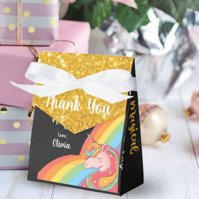 Magical Unicorn Imitate Glitzer Birthday Gefallen  Geschenkschachtel (Magical Unicorn Faux Glitter Birthday Favor Box)