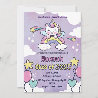 Magical Unicorn Kindergarten Abschluss Einladung