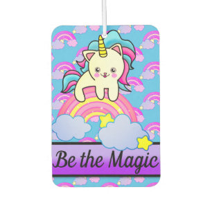Magical Unicorn Kitty Cat on Sparkle Rainbow Autolufterfrischer