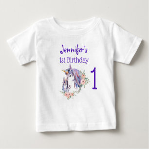 Magical Unicorn Mama & Baby Watercolor 1. Geburtst Baby T-shirt