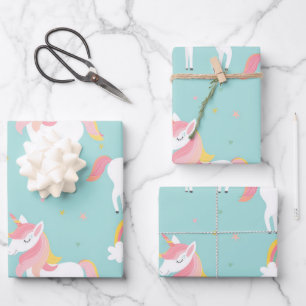 Magical Unicorn Niedlich Pastel Baby Girl Tween Geschenkpapier Set