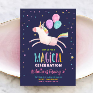 Magical Unicorn Party Rainbow Girl Erstgeburt Einladung