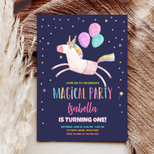 Magical Unicorn Party Rainbow Girl Erstgeburt Einladung