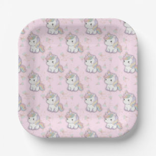 Magical Unicorn Pastel Rainbow Party Pappteller