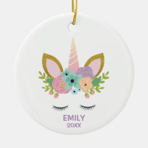 Magical Unicorn Personalisierter Name Glitzer mäd Keramik Ornament