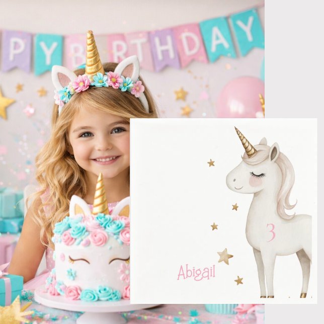 Magical Unicorn Pink Girl Birthday Party Cocktail Serviette (Von Creator hochgeladen)