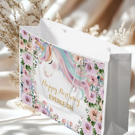Magical Unicorn Purple Flower 1st birthday Große Geschenktüte