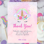Magical Unicorn Rainbow Birthday Dankeskarte<br><div class="desc">Vielen Dank an Ihre Gäste,  vom Geburtstagsmädchen,  mit dieser magischen Unicorn Rainbow Birthday Dankeschön Card! Alle Texte können geändert werden.</div>