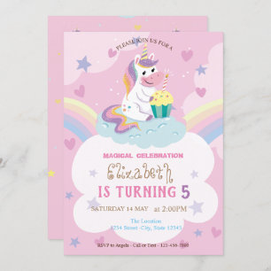 Magical Unicorn Rainbow Birthday Einladung