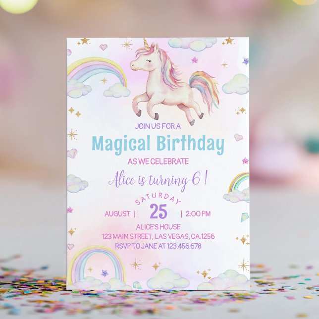 Magical Unicorn Rainbow Birthday Einladung (Von Creator hochgeladen)