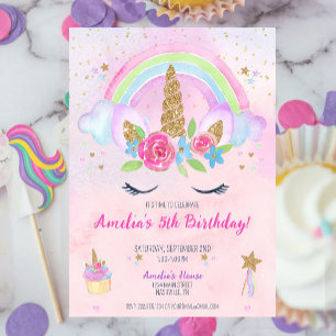 Magical Unicorn Rainbow Birthday Einladung