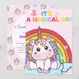 Magical Unicorn Rainbow Birthday Einladung
