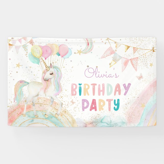 Magical Unicorn Rainbow Birthday Party Banner (Horizontal)