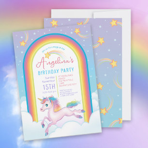 Magical Unicorn Rainbow Birthday Party Einladung