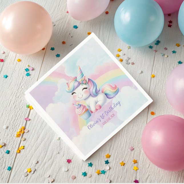 Magical Unicorn Rainbow Birthday Party Serviette (Von Creator hochgeladen)