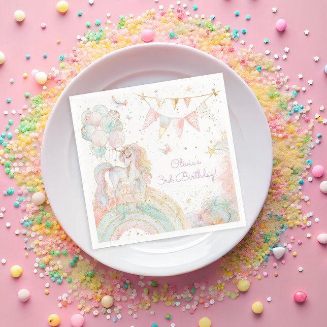 Magical Unicorn Rainbow Birthday Party Serviette (Von Creator hochgeladen)