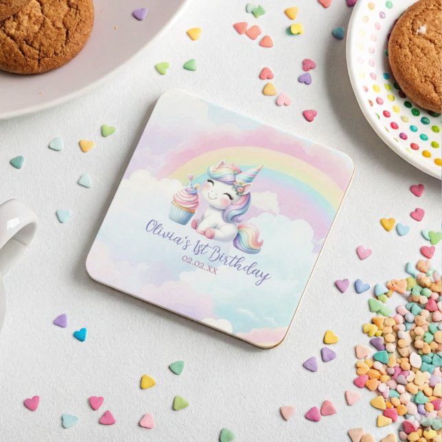 Magical Unicorn Rainbow Birthday Party Untersetzer (Von Creator hochgeladen)