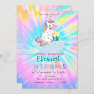 Magical Unicorn Rainbow Gefärbte Krawatte Geburtst Einladung